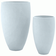 Décoshop26 - Lot de 2 pots de fleurs en argile fibreuse gris résistants aux intempéries 10_0007956 - 3000266396333