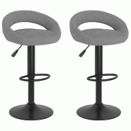 Décoshop26 - Lot de 2 tabourets de bar chaises hautes en velours gris clair et acier DEC029700 - gris 3000257510410