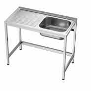 Évier en acier inoxydable pour bar avec compartiment pour lave-verres, robinet non inclus, cuve sur le côté droit | 850 x 800 x 500 mm | Gasfrit -