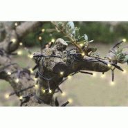 Guirlande solaire 200LEDs blanc chaud fixe/flash L 20m