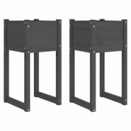 Helloshop26 - Jardinière bac lit surélevé plantes fleurs jardin terrasses lot de 2 40 x 40 x 81 cm bois massif de pin gris 02_0038971 - 3000218014278 Helloshop26 - Jardinière bac lit surélevé plantes fleurs jardin terrasses lot de 2 40 x 40 x 81 cm bois massif de pin gris 02_0038971 - 3000218014278