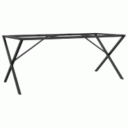 Helloshop26 - Pieds de table à manger cadre en X 160 x 80 x 73 cm robuste et durable style industriel en acier noir 02_0047246 - noir acier 300023467