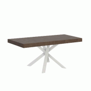 Itamoby Table extensible 90x90/194 cm Clerk Premium Plateau Noyer Pieds Blancs - marron 8050598048061