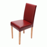 Mendler Chaise de salle à manger Littau, chaise de cuisine, cuir ~ rouge, pieds clairs - rouge cuir 74373