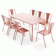 Oviala Business Ensemble table de terrasse et 8 chaises bistrot en acier argile - Oviala - rose acier 109526 Oviala Business Ensemble table de terrasse et 8 chaises bistrot en acier argile - Oviala - rose acier 109526