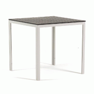 RATTATAN Table de jardin carrée 78x78 cm,structure en acier et plateau effet bois,style moderne pour jardin ou terrasse - GABRIEL - Blanc/Ardoise - m