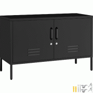 TecTake GmbH tectake Buffet métallique Baker design minimaliste, 2 portes verrouillables étagère réglable rangement moderne industriel, 100x42x65