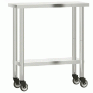 VidaXL Table de travail de cuisine avec roues 82,5x30x85 cm inox - 376460