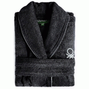 Benetton - Peignoir L/XL 100% Coton 360GSM couleur Noir - BLACK & WHITE - L/XL noir BE177