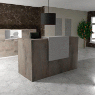 Comptoir d'accueil Delta First avec réhausse - Mobel Linea. - 164, Gris aluminium, Chêne grisé_0
