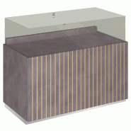 Comptoir T03 vitrine 4 Faces et MDF naturel+béton - 120x60x93cm