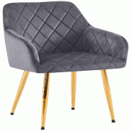 Décoshop26 - Chaise de salle à manger x1 en velours gris foncé avec coutures décoratives en losange chic et contemporain 10_0007830 - gris 3000266