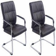 Décoshop26 - Lot de 2 fauteuils de bureau sans roulettes XXL jusqu'à 260 kg en PVC marron et métal chromé 10_0002351 - marron métal 3000250980357