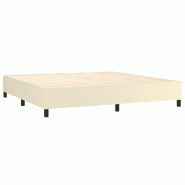 Décoshop26 - Sommier à lattes sur pieds cadre de lit 200x200 cm synthétique crème TDL0207255 - beige 3001178088002