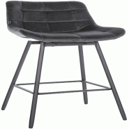 Décoshop26 - Tabouret de bar pivotant x1 avec repose-pieds revêtement en velours gris foncé piètement à quatre pieds en métal noir 10_0005472 -
