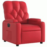 Fauteuil inclinable électrique Rouge Similicuir Modèle Avelora - 8721012172517