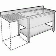 Plonge spéciale pour lave vaisselle 2 bacs, 1800x700 égouttoir Gauche