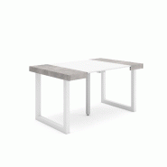 SKRAUT HOME Table console extensible, 140, Pour 6 personnes, Pieds bois massif, Ciment - gris Bois manufacturé 182_25