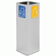 Stil Casa PURE, conteneur déchets en acier peint, 30x30xH80 cm, couvercle 2 compartiments, pictogrammes magnétiques, 60 L, blanc. - blanc acier PU60 Stil Casa PURE, conteneur déchets en acier peint, 30x30xH80 cm, couvercle 2 compartiments, pictogrammes magnétiques, 60 L, blanc. - blanc acier PU60