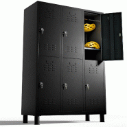 TwinThink Vestiaire metallique à 6 portes Casier 180x97x40cm pour votre atelier ou votre bureau Casier metallique serrure (Noir) - noir métal 843702