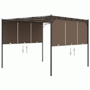 VidaXL Belvédère de jardin avec rideau latéral 3x3x2,25 m Taupe Modèle Atlas Bois - marron 312263