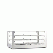 Vitrine contre-chauffée. Eclairage LED. Etagères chromées. Température de 30°C à 90°C. Dimensions (LxPxH) 700x400x498 mm. Modèle CRH70.3 - 4292