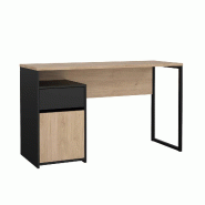 WellHome - Bureau avec 1 porte et 1 tiroir en coloris Noir Mat et Chêne 131 x 49 x 77 cm - Tormes - noir multi-matériau WH17784