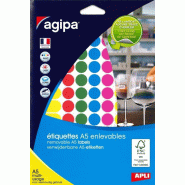576 pastilles adhésives couleurs enlevables, diamètre 15 mm (6 feuilles A5 / cdt) - 3270241018264
