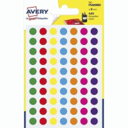 AVERY Lot de 10 Etui de 420 pastilles adhésives, diamètre 8 mm, coloris assortis (6 feuilles / cdt) - multicolore 5014702026324