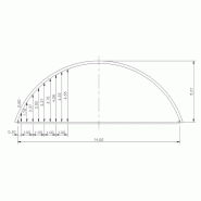 Bâtiment semi-circulaire neuf porté 14m hauteur de voûte 5,27m développement de l'arc 19,16m