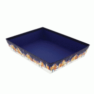 Corbeille carton rectangle "Village" nuit enneigée 36x27x7cm - par 30