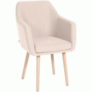 Décoshop26 - Chaise de salon avec accoudoirs quatre pieds résistants en bois clair assise en tissu beige 10_0003487 - beige 3000251607666 Décoshop26 - Chaise de salon avec accoudoirs quatre pieds résistants en bois clair assise en tissu beige 10_0003487 - beige 3000251607666
