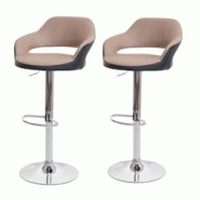 Décoshop26 - Lot de 2 tabourets de bar chaises de comptoir en synthétique taupe et noir 04_0000141 - noir 3000251758986 Décoshop26 - Lot de 2 tabourets de bar chaises de comptoir en synthétique taupe et noir 04_0000141 - noir 3000251758986