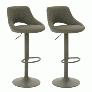 Décoshop26 - Lot de 2 tabourets de bar comptoir avec repose-pieds rotatifs en PVC vert et métal 04_0007476 - métal 3000262149292