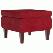 Décoshop26 - Tabouret assise repose-pieds avec pieds en bois en velours rouge bordeaux DEC026320 - Bois massif 3000255750252