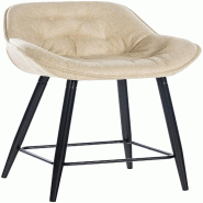 Décoshop26 - Tabouret de bar chaise haute x1 assise effet capitonnée en tissu crème et métal noir 10_0004901 - beige métal 3000252350790
