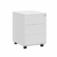 Helloshop26 - Caisson de bureau metal verrouillable avec 3 tiroirs rangement de documents papeterie préassemblé pour bureau bureau à 12_0003687 - 3
