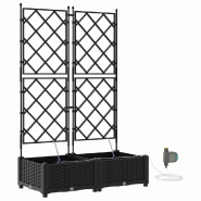 Helloshop26 - Lot de 2 cache-pots de jardin 80 x 40 x 126 cm moderne durable finition épurée en acier noir 02_0058548 - noir acier 3000240652400