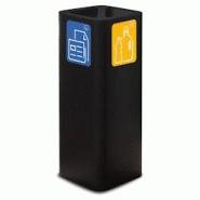Stil Casa PURE, conteneur déchets en acier peint, 30x30xH80 cm, couvercle 2 compartiments, pictogrammes magnétiques, 60 L, noir. - noir acier PU60F- Stil Casa PURE, conteneur déchets en acier peint, 30x30xH80 cm, couvercle 2 compartiments, pictogrammes magnétiques, 60 L, noir. - noir acier PU60F-