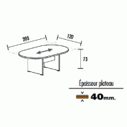 Table de réunion ovale TAK- Mobel Linea - 200, Chêne grisé_0