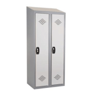 Vestiaires monobloc Confort Industrie salissante 2 cases, toit incliné, gris / gris Vestiaires monobloc Confort Industrie salissante 2 cases, toit incliné, gris / gris