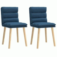VidaXL Chaises à Manger Lot De 2 Bleu Tissu - bleu 4101301 VidaXL Chaises à Manger Lot De 2 Bleu Tissu - bleu 4101301