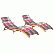 VidaXL Chaises Longues Lot De 2 Avec Coussins Bois D Acacia Solide - 3077374