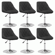 VidaXL Chaises pivotantes à manger lot de 6 Noir Velours Modèle Tervian - 3088766