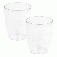 WellHome - Lot de 2 pots 1,4 L Coubi Ø13,2 cm chacun, coloris transparent - transparent plastique PK4373