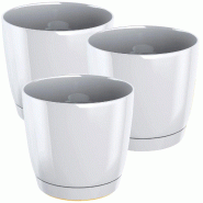WellHome - Lot de 3 pots 4,2 L Coubi Ø21 cm chacun, coloris blanc - blanc plastique PK4567