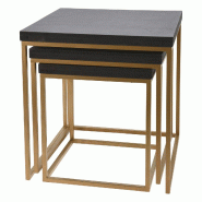 WellHome - Lot de 3 tables gigognes en bois et métal coloris noir 40x40x42,5 cm - multi-matériau WH14325 WellHome - Lot de 3 tables gigognes en bois et métal coloris noir 40x40x42,5 cm - multi-matériau WH14325