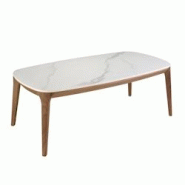 AC ANGEL CERDA Angel Cerdá Table ovale en marbre et noyer 2132C 119 x 65 x 41 - blanc céramique 8435631027881 AC ANGEL CERDA Angel Cerdá Table ovale en marbre et noyer 2132C 119 x 65 x 41 - blanc céramique 8435631027881