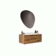 AQA Design Composition de salle de bain en MDF 3 pièces SOLMIRA chêne L.90 P.45 H.190 MPSO36-QUE - marron Bois manufacturé MPSO36-QUE