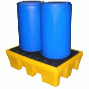 Bac de rétention PEHD 2 fûts 220L - volume 240L - avec caillebotis amovible